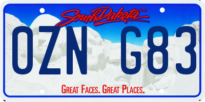 SD license plate 0ZNG83