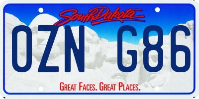 SD license plate 0ZNG86