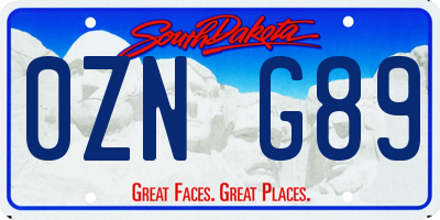 SD license plate 0ZNG89