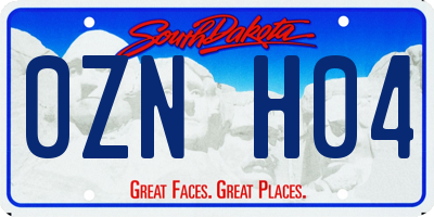 SD license plate 0ZNH04
