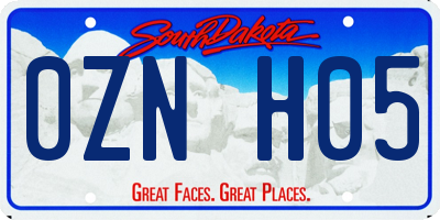 SD license plate 0ZNH05