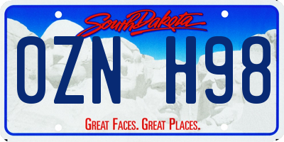 SD license plate 0ZNH98
