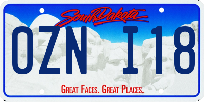 SD license plate 0ZNI18