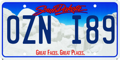 SD license plate 0ZNI89