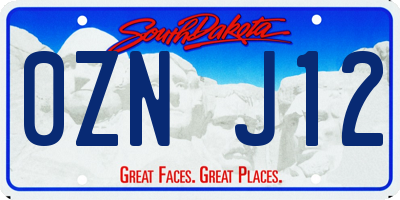 SD license plate 0ZNJ12