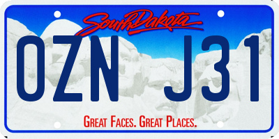 SD license plate 0ZNJ31