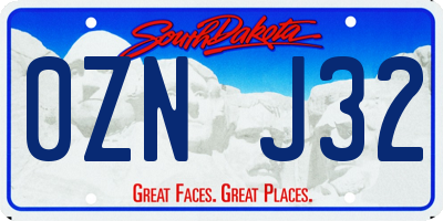 SD license plate 0ZNJ32