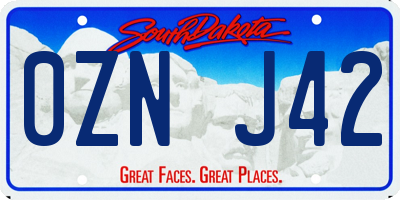 SD license plate 0ZNJ42