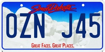 SD license plate 0ZNJ45
