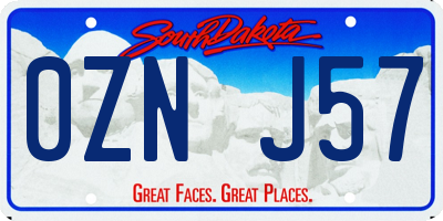 SD license plate 0ZNJ57
