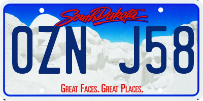 SD license plate 0ZNJ58
