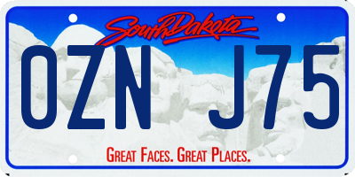 SD license plate 0ZNJ75