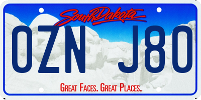 SD license plate 0ZNJ80