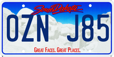 SD license plate 0ZNJ85