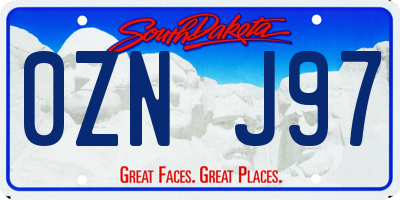 SD license plate 0ZNJ97