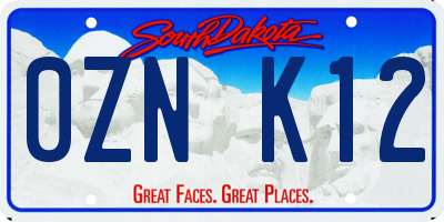 SD license plate 0ZNK12