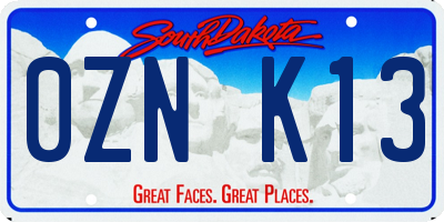 SD license plate 0ZNK13