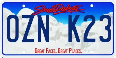 SD license plate 0ZNK23