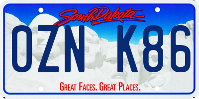 SD license plate 0ZNK86