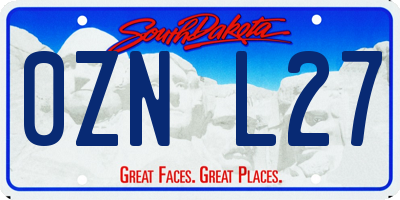 SD license plate 0ZNL27