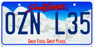 SD license plate 0ZNL35