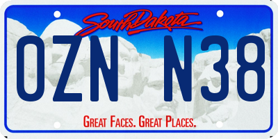 SD license plate 0ZNN38