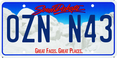 SD license plate 0ZNN43