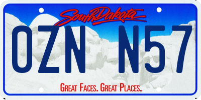 SD license plate 0ZNN57