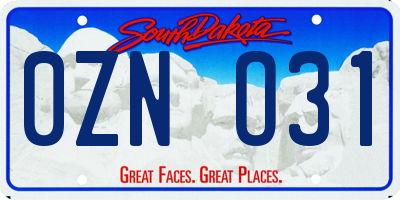 SD license plate 0ZNO31