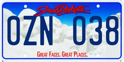 SD license plate 0ZNO38
