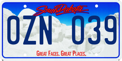 SD license plate 0ZNO39
