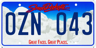SD license plate 0ZNO43