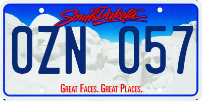SD license plate 0ZNO57
