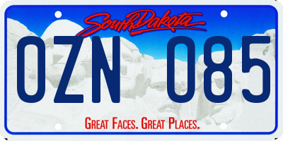 SD license plate 0ZNO85