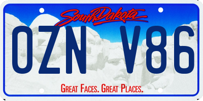 SD license plate 0ZNV86