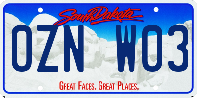 SD license plate 0ZNW03