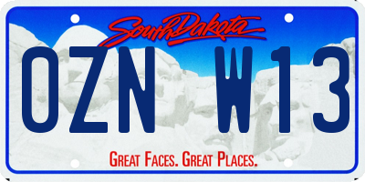 SD license plate 0ZNW13