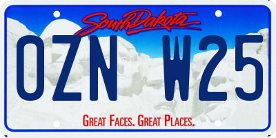 SD license plate 0ZNW25