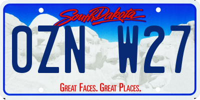 SD license plate 0ZNW27