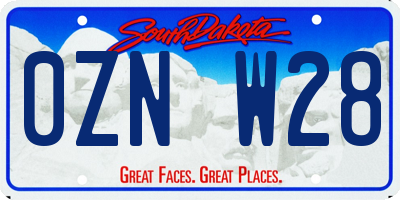 SD license plate 0ZNW28