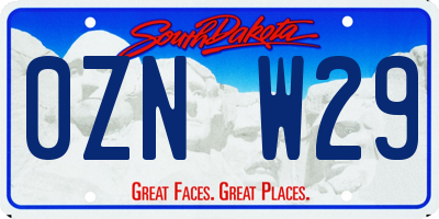 SD license plate 0ZNW29