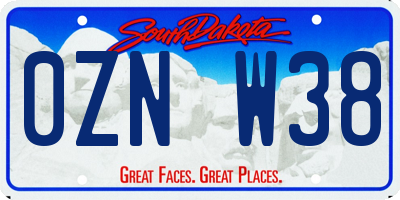 SD license plate 0ZNW38