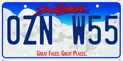 SD license plate 0ZNW55