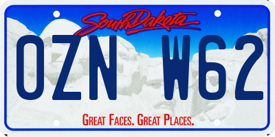 SD license plate 0ZNW62