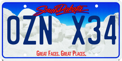SD license plate 0ZNX34