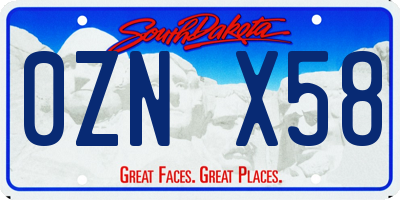 SD license plate 0ZNX58