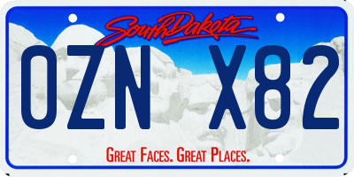 SD license plate 0ZNX82