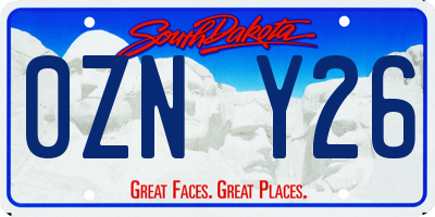 SD license plate 0ZNY26