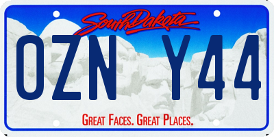 SD license plate 0ZNY44