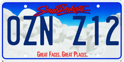 SD license plate 0ZNZ12
